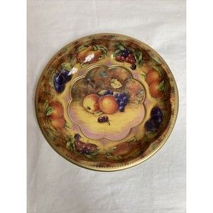 Vintage 1971 Daher Decorated Ware Tin Plate Bowl Made in England Peach Fruit